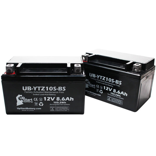 2-Pack UpStart Battery Replacement 2005 Yamaha YZF-R1 1000CC Factory Activated, Maintenance Free, Motorcycle Battery - 12V, 8.6Ah, UB-YTZ10S-BS