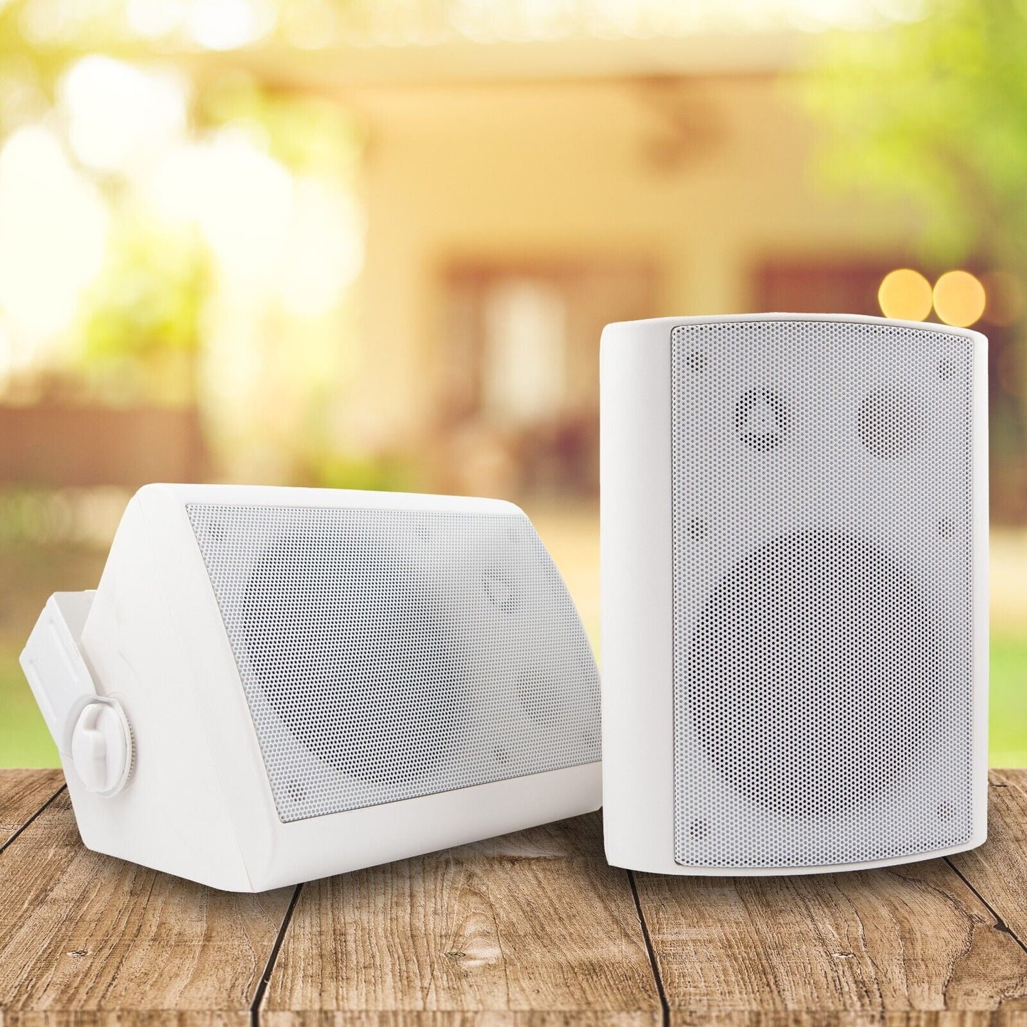 2x EMB 5 1/4" 500W 2-Way Outdoor Indoor Speakers w/ Swivel - All Weather / White Bundle