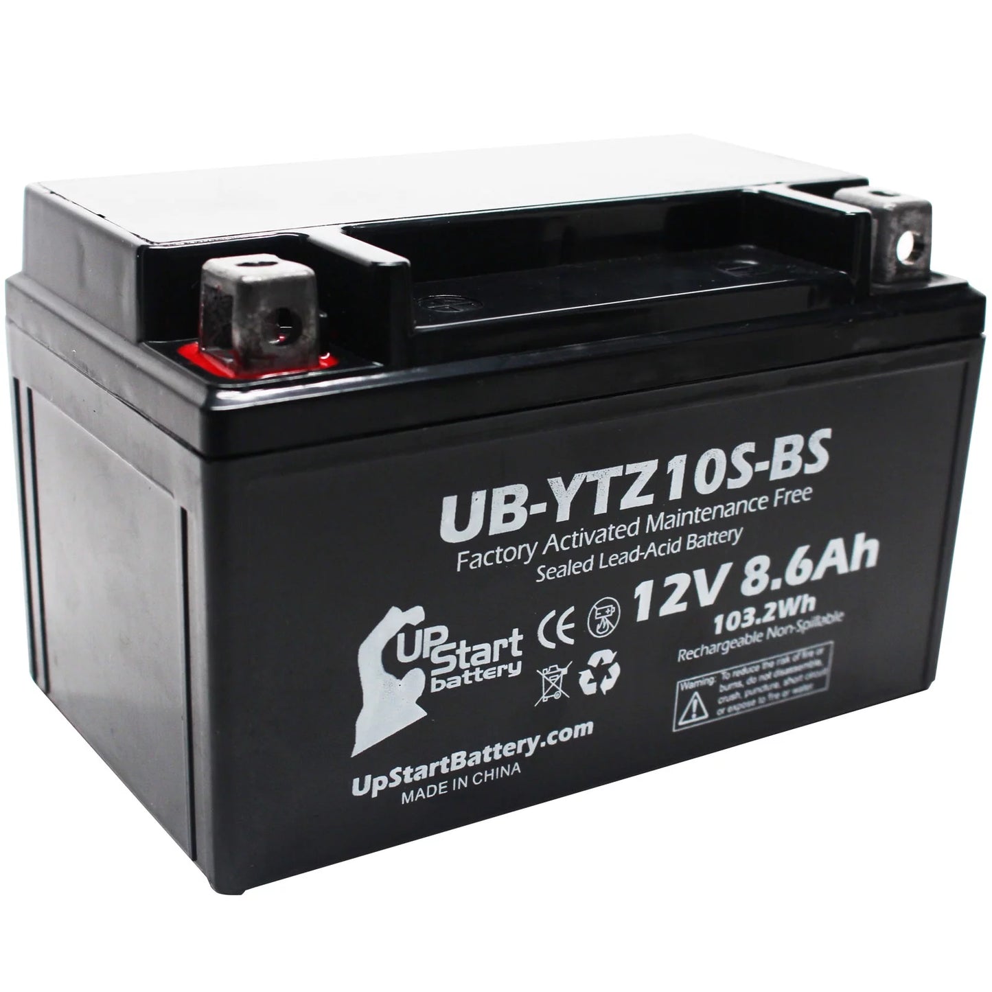 2-Pack UpStart Battery Replacement 2005 Yamaha YZF-R1 1000CC Factory Activated, Maintenance Free, Motorcycle Battery - 12V, 8.6Ah, UB-YTZ10S-BS