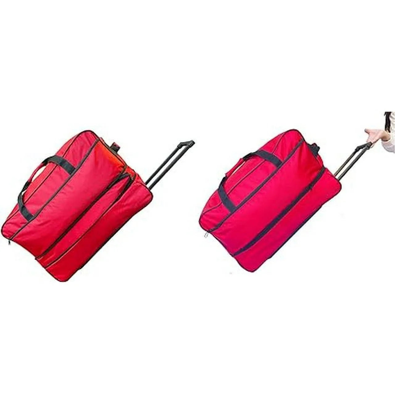 28" Heavy Duty Iron Bar Duffle Bag - Collapsible Travel Bag with Multi-Pocket System, Wheels - Red