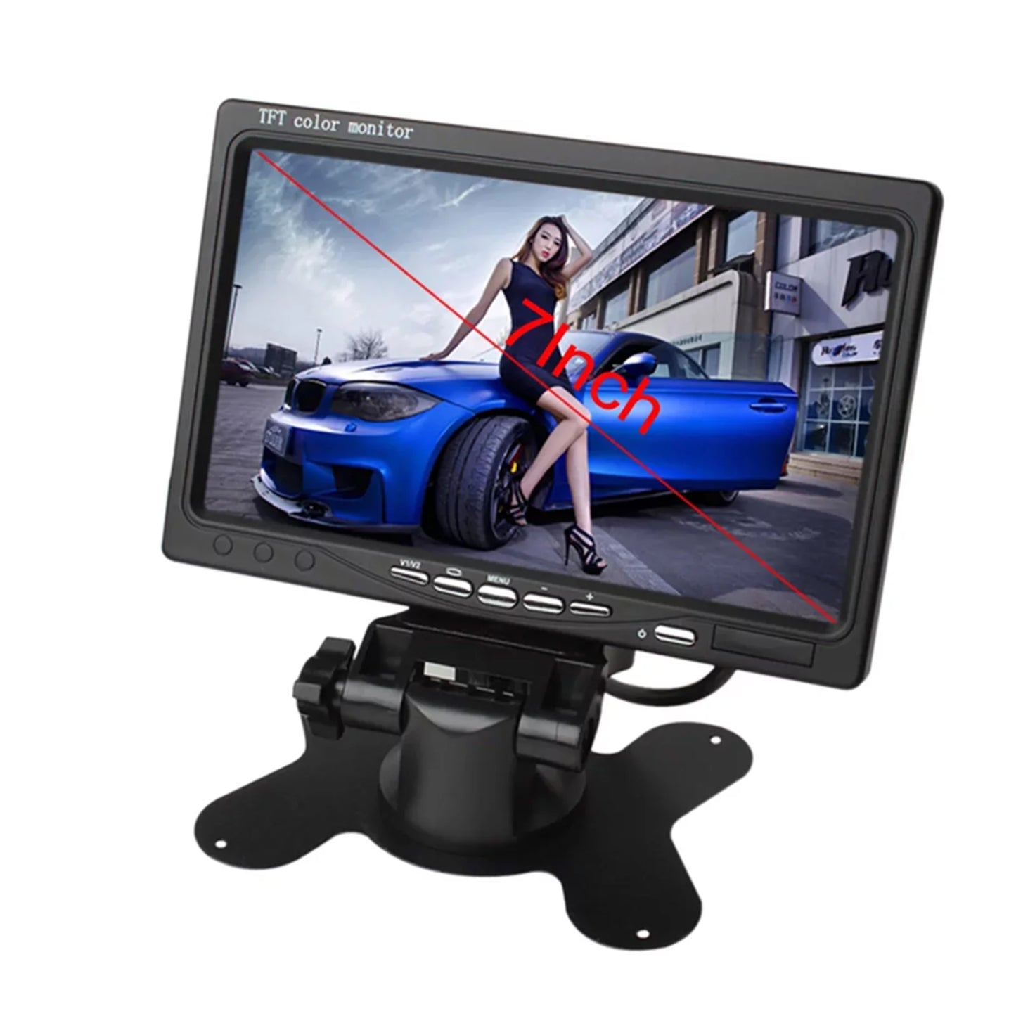 Aibecy 7 Inch HD Monitor Display Monitor TFT Car Monitor Monitor HD 1024x600 Display AV Input Built-in Speaker For Trucks Bus RV Trailer Reverse Rear View Backup Camera