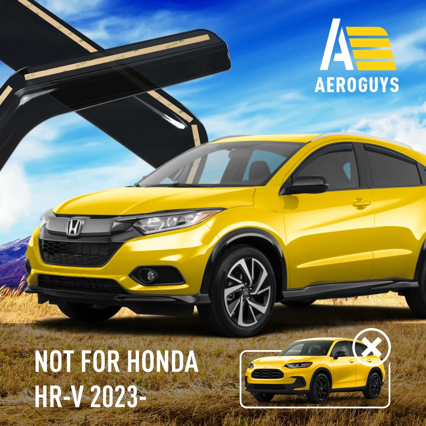 AEROGUYS In-Channel Window Deflectors Extra Tough Window Visors Rain Guards Fit for Honda HR-V 2016-2022, Sun Visors, Wind Vent Visors, Car Accessories - 4 pcs. AG0157