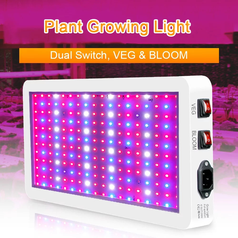 Aibecy Dual Switch LED Grow Light 2000W for Indoor Plants Full Spectrum IP65 Liquid Ideal for Seedlings Flowers Greenhouse