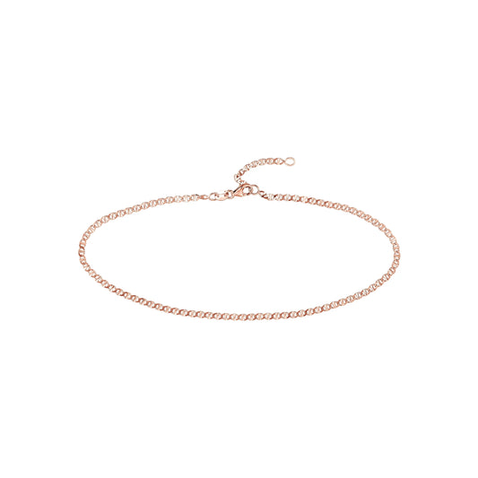 14K Rose Gold Women's 9"-10" Adjustable 2.20mm Flat Mariner Link Anklet