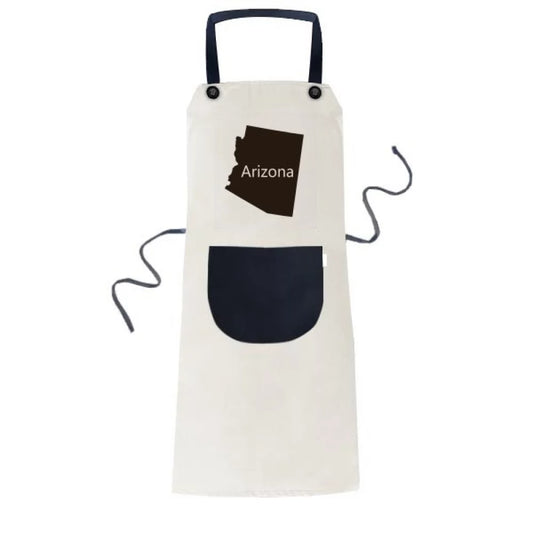 Arizona The United States Of America Map Apron Adjustable Bib Cotton Linen BBQ Kitchen Pocket Pinafore