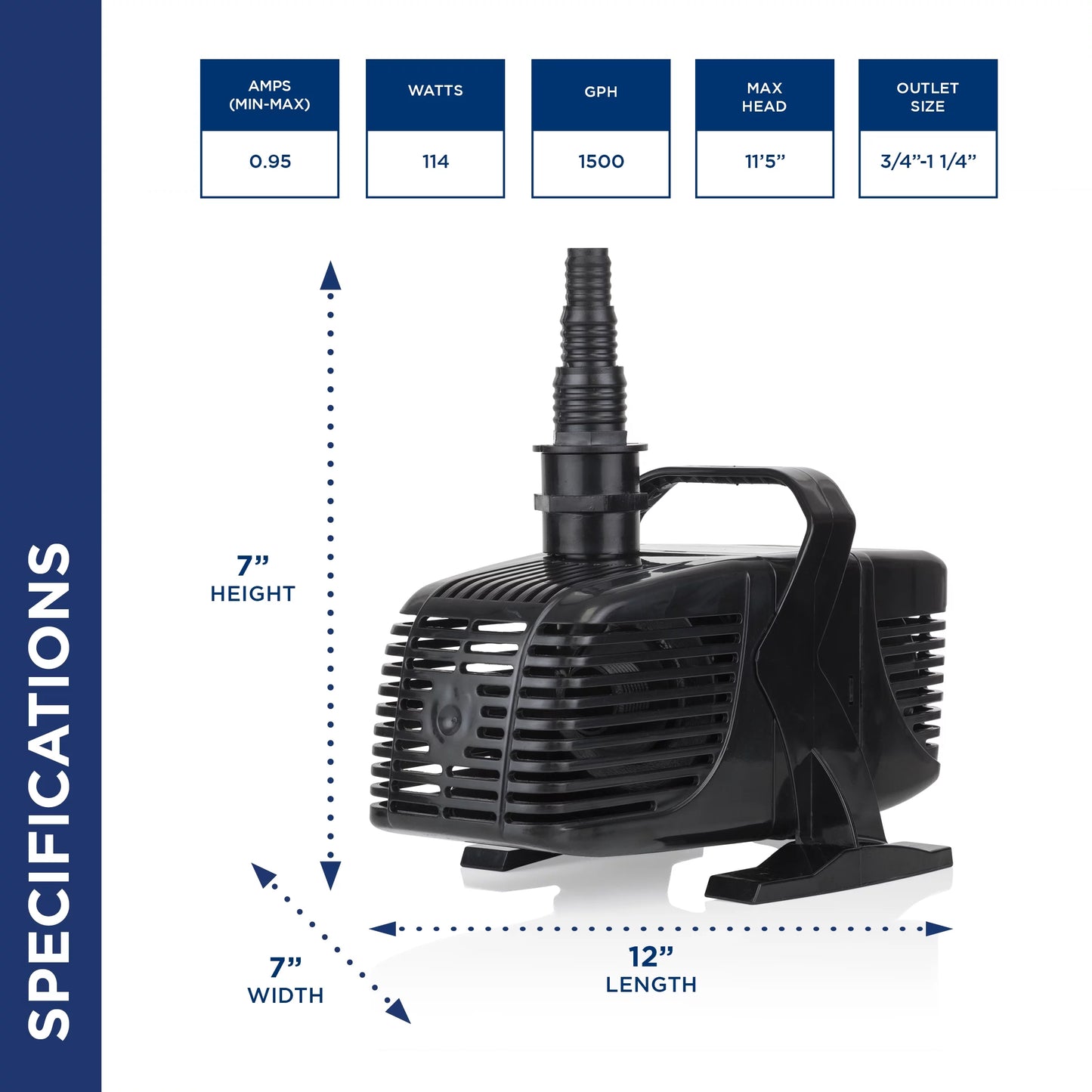 Alpine Corporation Tornado Pump 1500Gph / 33 Ft. Cord