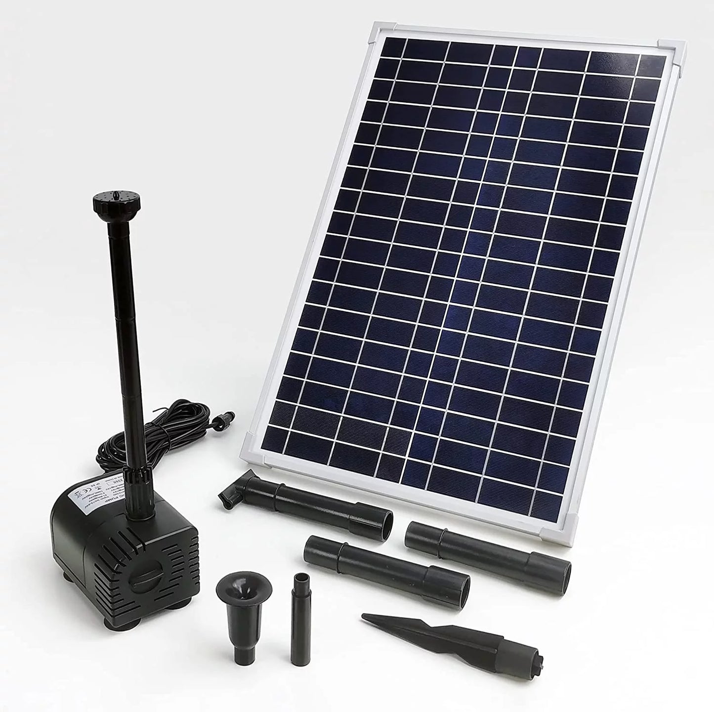 25W Solar Liquid Pump KIT: DC Dry-Run Protection Fluid Pump 370GpH with 18V 25W Solar Panel for Fountain, Fish Pond, and Aquarium (No Backup Battery)