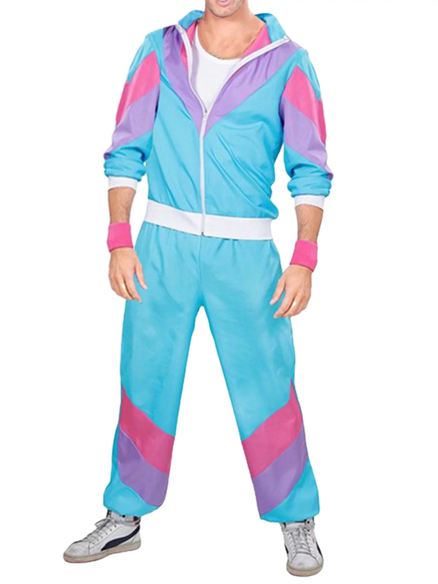 90s Hip Hop Costumes Outfits, Retro Tracksuit, Patchwork Coat Pants