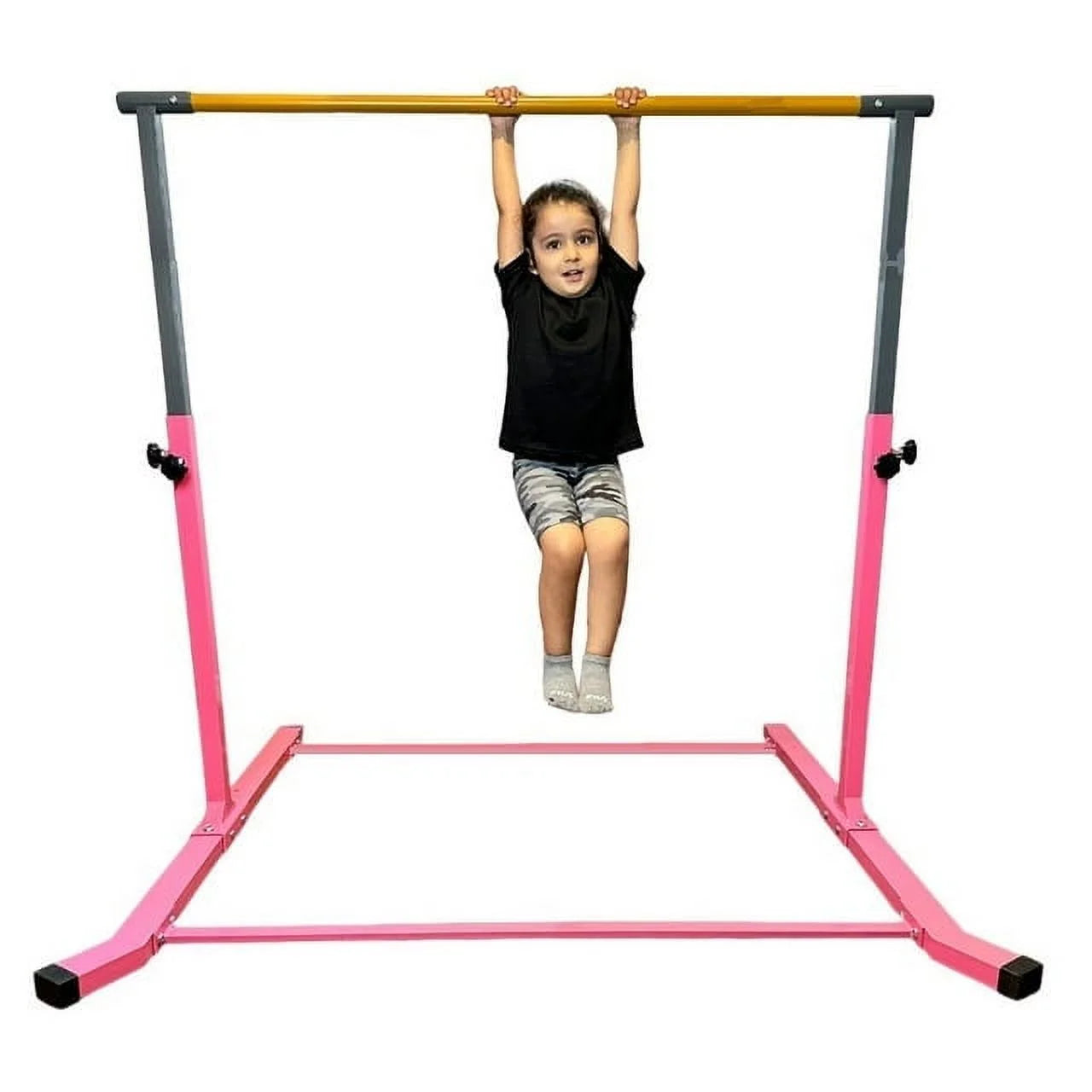 5-Star TD Pink Gymnastic Kip Bar, Adjustable 3-5FT, Kids Junior Training, Heavy-Duty, Curved Legs, Home Gym Equipment