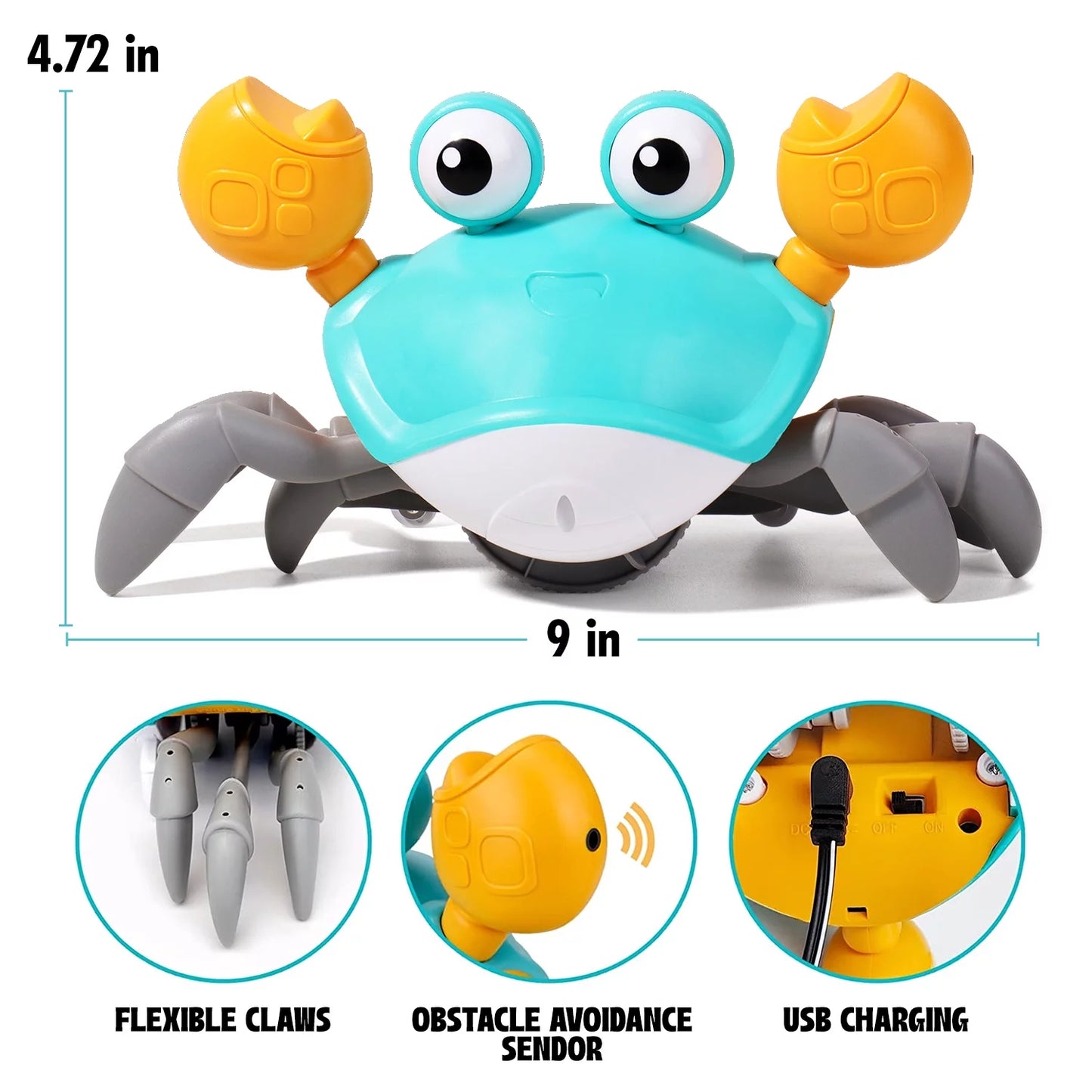 Alyvia Baby Tummy Time Toy Crab With Built-in Light & Music For 3 4 5 6 7 8 9 10 11 12 Kids And 36 Months Old Toddlers Learning Crawl & Walking - Ideal Birthday & Christmas Gift