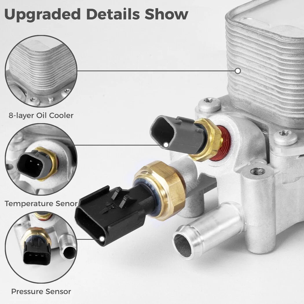 926-959 Engine Oil Filter Housing with Oil Cooler Sensors and Gaskets, Upgraded Vehicle Assembly Aluminum Kit Compatible with 11- 16 Jeep Dodge Chrysler, 68105583AF 68105583AE