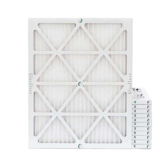 16-3/8 x 21-1/2 x 1 MERV 10 Pleated Air Filters by Glasfloss. Case of 12. Replacement filters for Carrier, Payne, & Bryant.