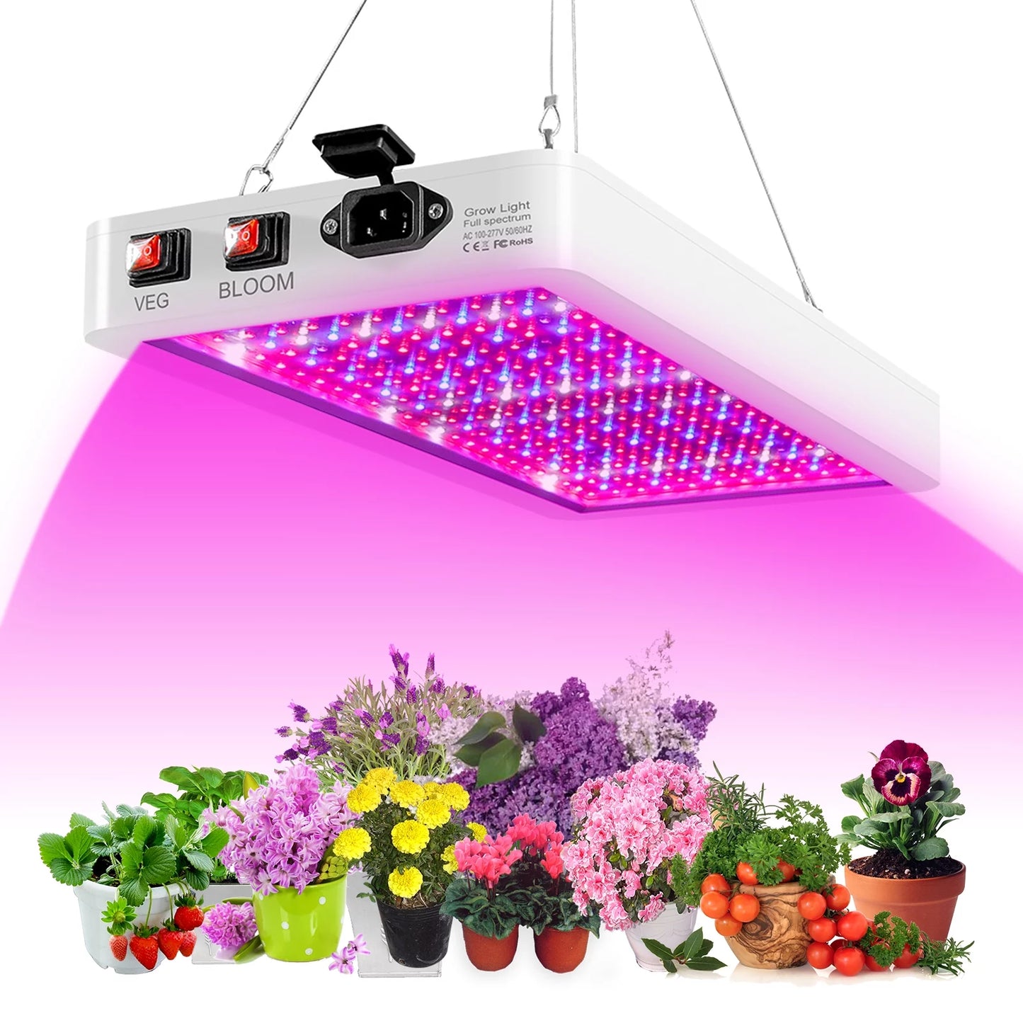 Aibecy Dual Switch LED Grow Light 2000W for Indoor Plants Full Spectrum IP65 Liquid Ideal for Seedlings Flowers Greenhouse