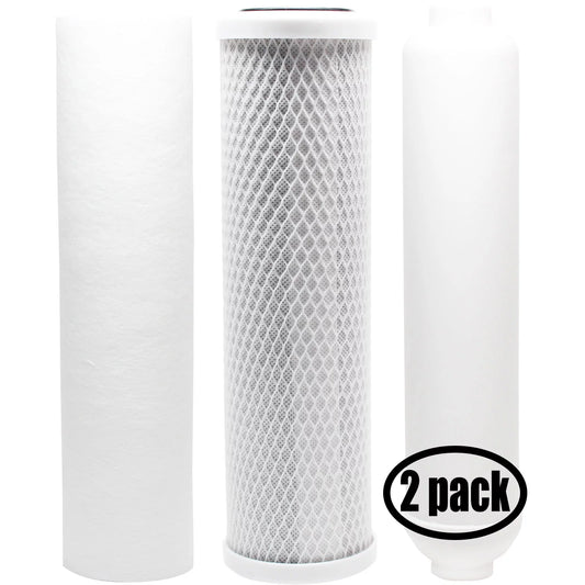 2-Pack Replacement for Filter Kit for Watts ZRO-4 RO System - Includes Carbon Block Filter, PP Sediment Filter & Inline Filter Cartridge - Denali Pure Brand