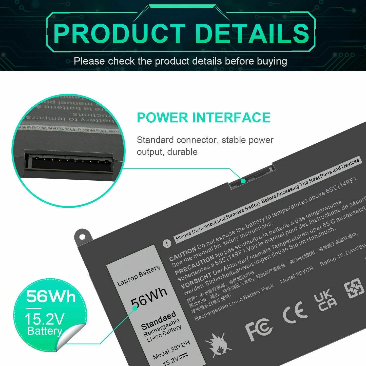 33YDH PVHT1 Mobile pc Battery for (G3 G5 G7) 15 3579 5587 7588/17 3779