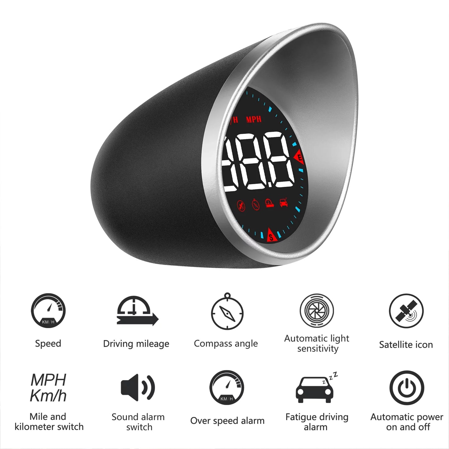 Aibecy Car Car Head-up Display Digital Speedometer Display Driving Mileage, Compass Angle, Overspeed and Fatigue Driving