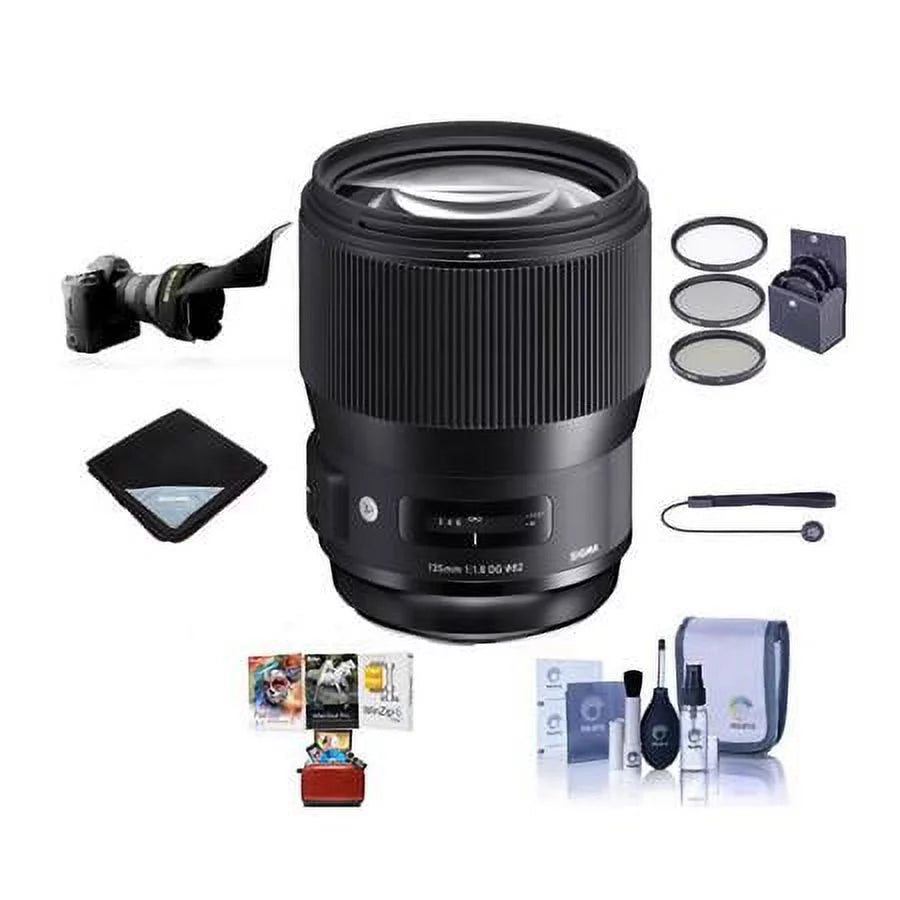 135mm f/1.8 DG HSM ART Lens for E, Black, Bundle with ProOptic 82mm Filter Kit, Flex Lens Shade, Cleaning Kit, Lens Wrap, Lens Cap Tether, Mac Software Kit