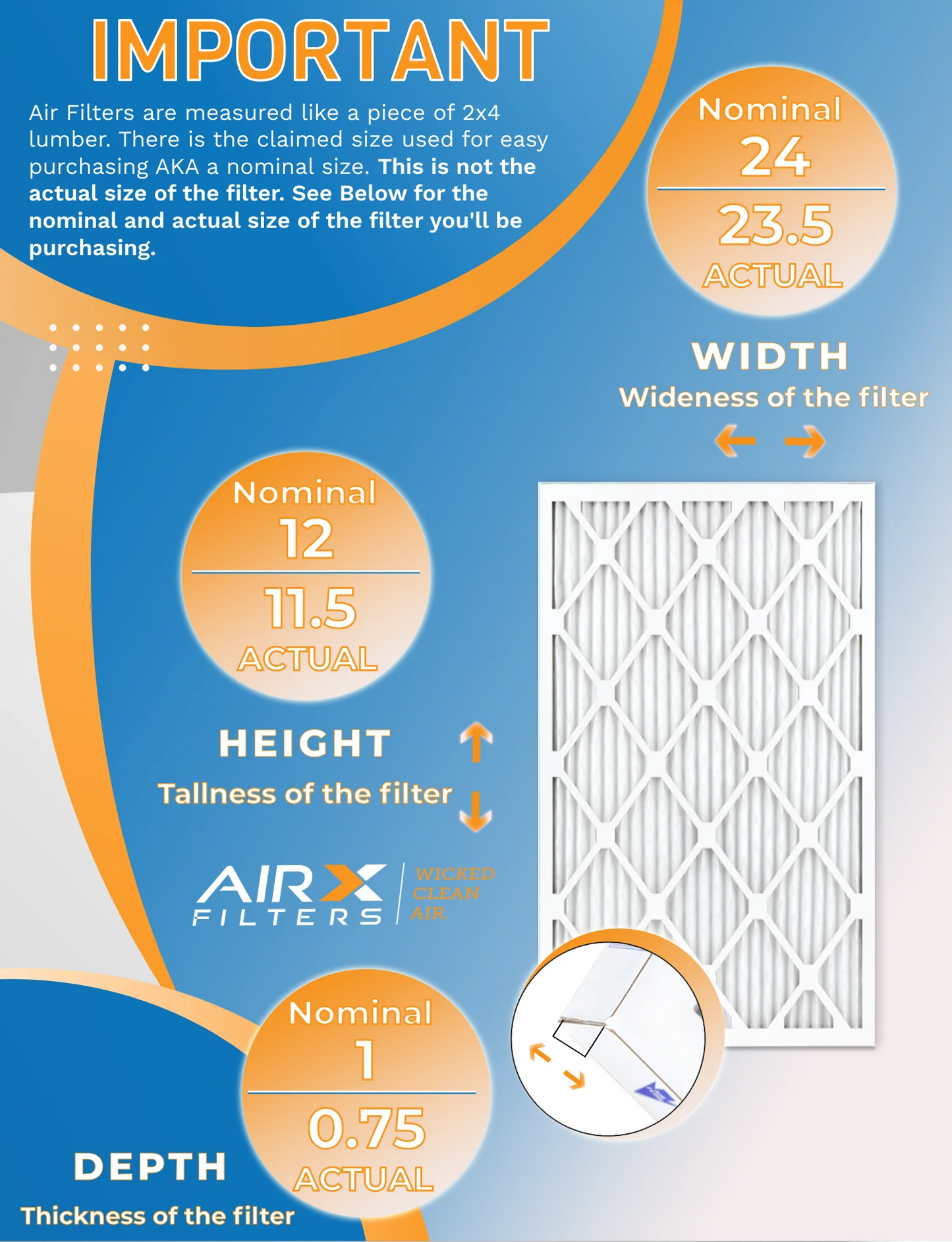 12x24x1 Air Filter MERV 8 Rating, 12 Pack of Furnace Filters Comparable to MPR 700 & FPR 5 - Made in USA by AIRX FILTERS WICKED CLEAN AIR.