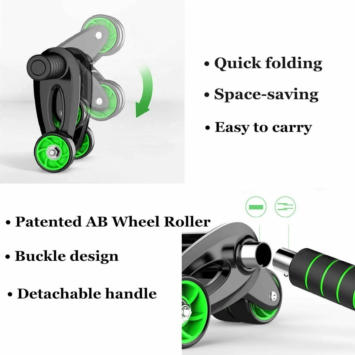 AB Abdominal Roller Wheel Fitness Waist Core Workout Exercise Gym Home Knee Mat