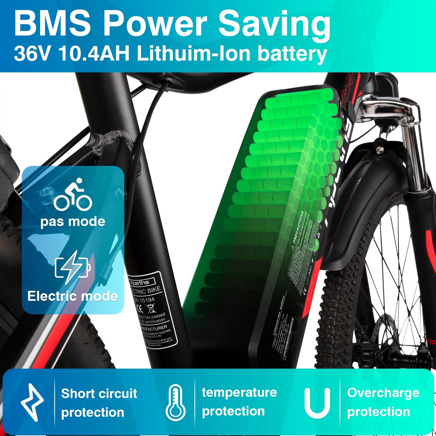 APETHS 26 inch Electric Bike Battery