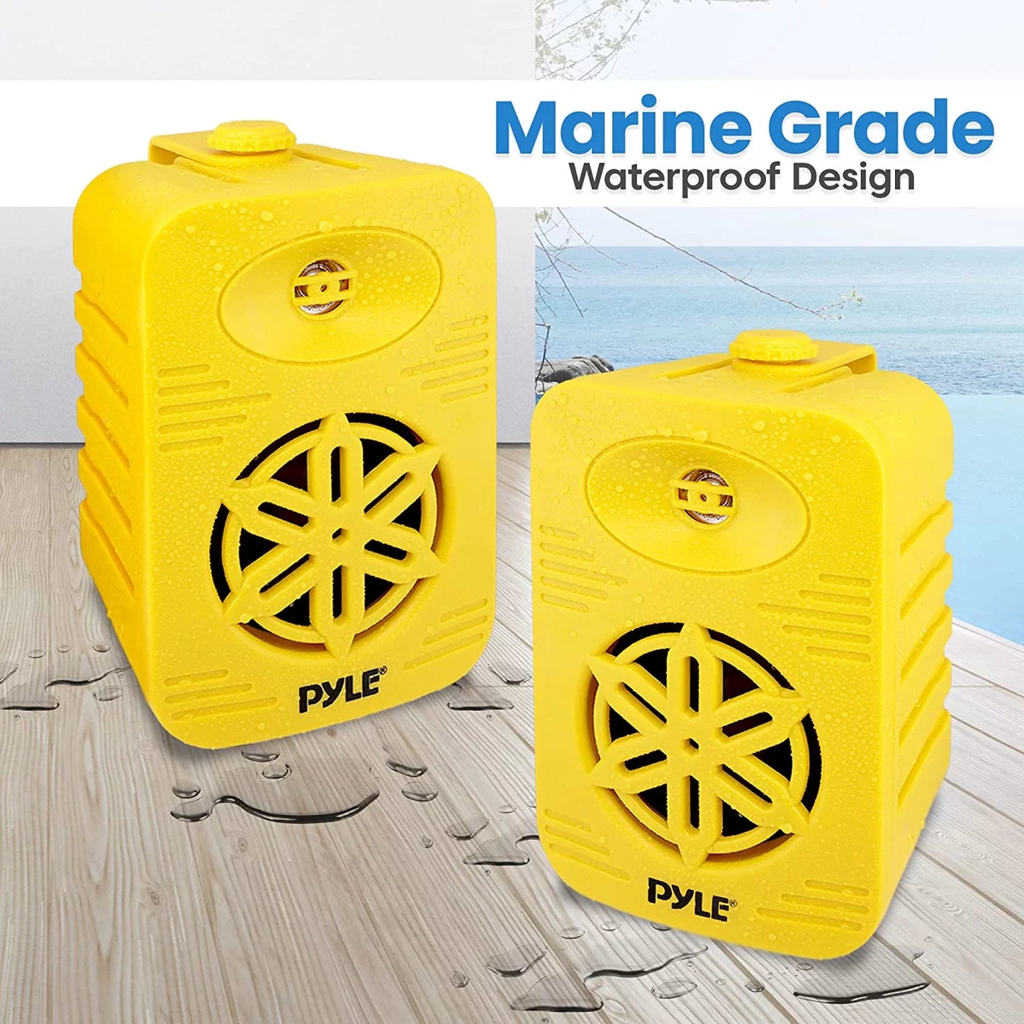 4” 2-Way Indoor/Outdoor Speaker System - 1/2” High Compliance Polymer Tweeter (Yellow)