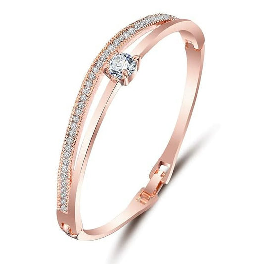 Artificial Stylish 18k Rose Gold Plated Crystal Bangle Bracelet for Women