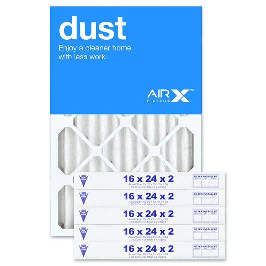 AIRx Filters Dust 16x24x2 Air Filter MERV 8 AC Furnace Pleated Air Filter Replacement Box of 6, Made in the USA