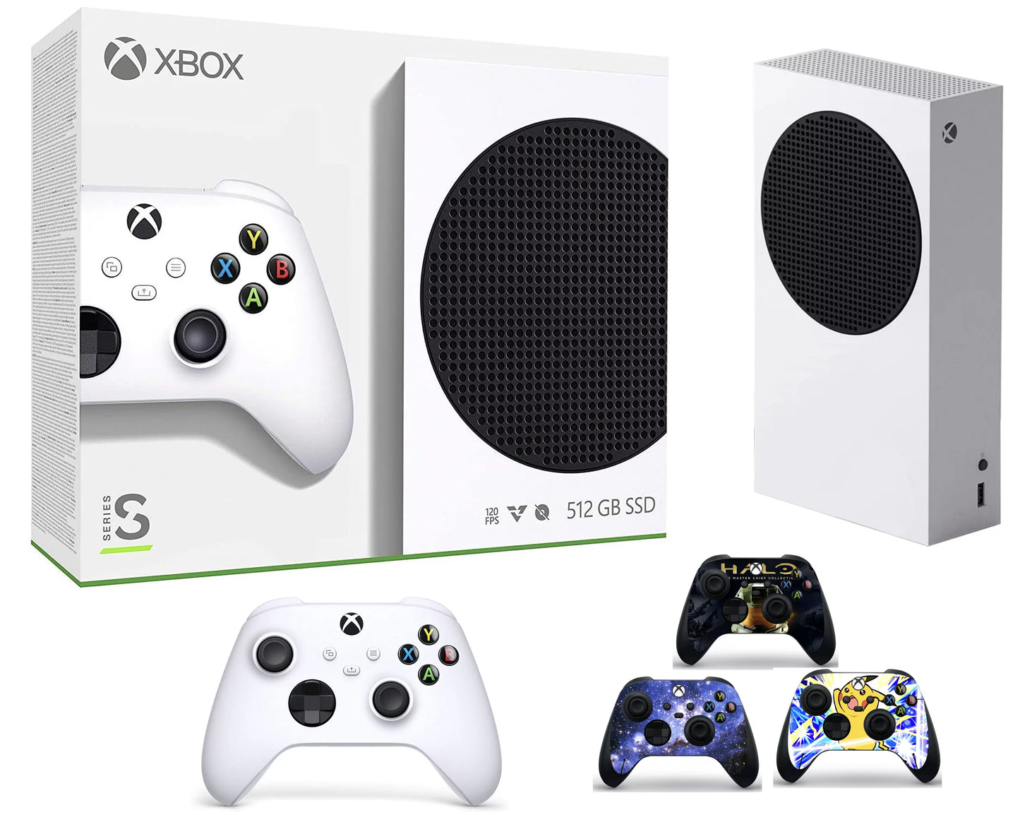 2022 Newest Xbox Series S 512GB SSD All-Digital Console, 10GB GDDR6 RAM, 1440p Gaming, 4K Streaming, 3D Spatial Sound, WiFi + 3pcs-Marxsol Controller Skins