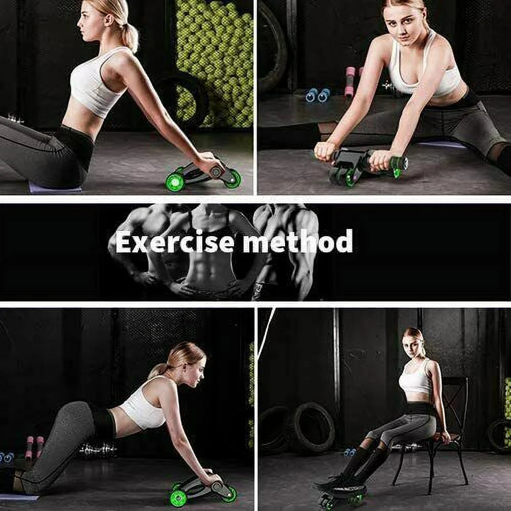 AB Abdominal Roller Wheel Fitness Waist Core Workout Exercise Gym Home Knee Mat