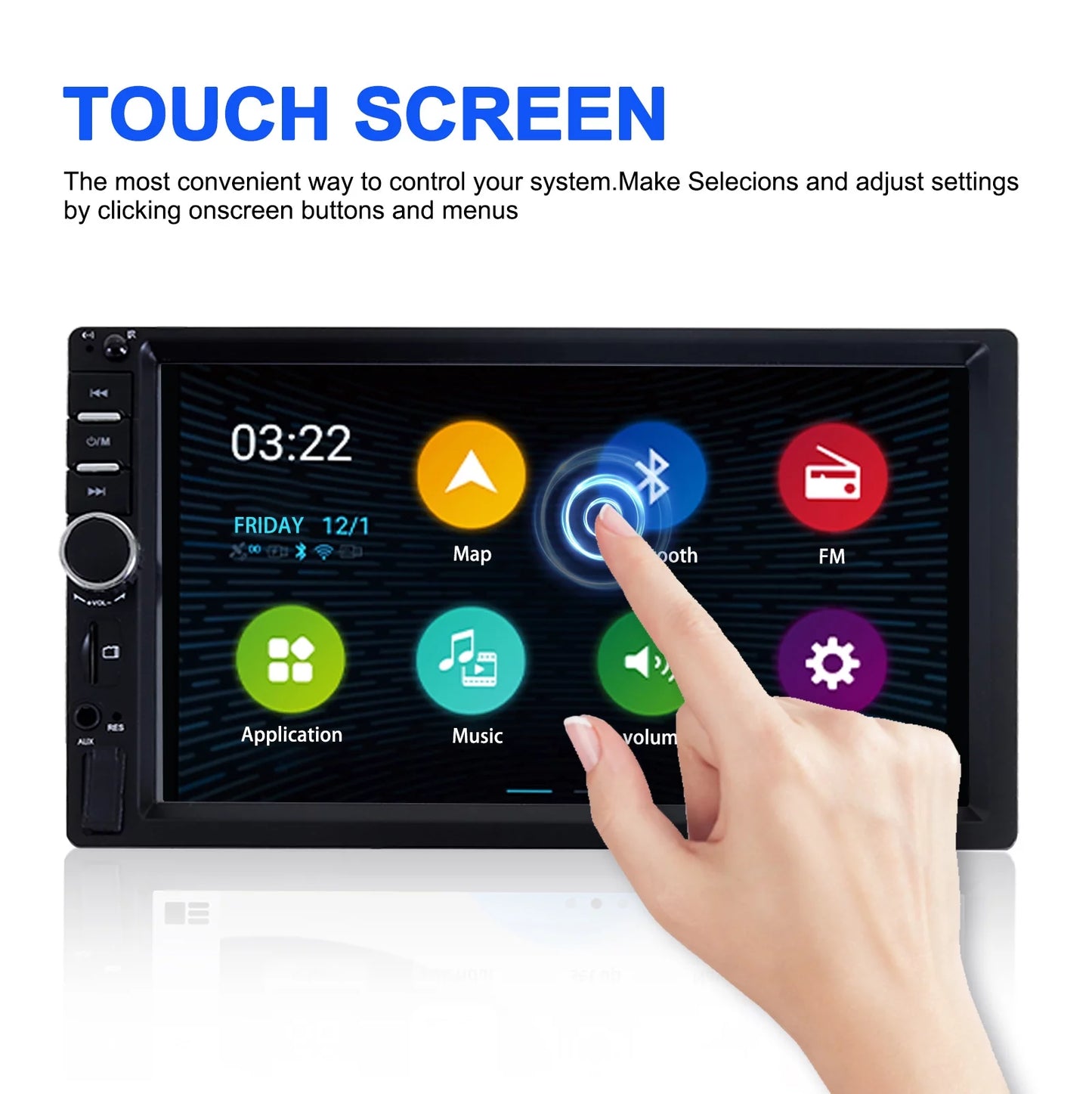 7" Car Stereo Double Din Bluetooth Car Radio Touch Display Car Radio Audio Receiver Radio with Backup Camera - Support Mirror Link/USB/SD/AUX, Hands Free Calling