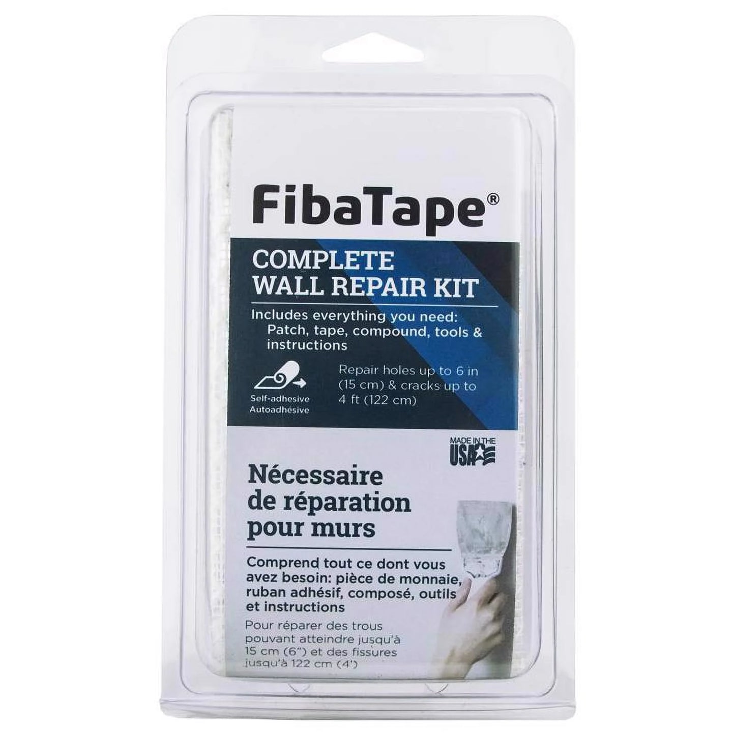 1 Pc, Saint-Gobain Adfors Fibatape 0.5 Ft. L X 6 In. W Fiberglass Mesh White Hole And Crack Repair Kit