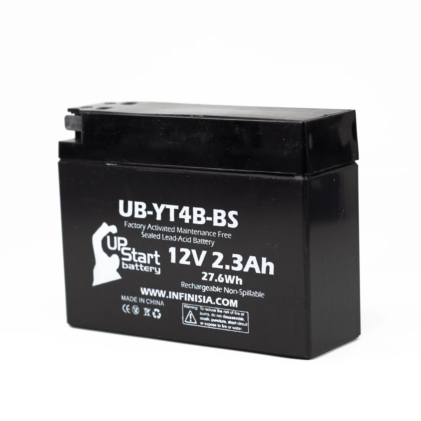 5-Pack UpStart Battery Replacement for 2004 Yamaha SR400 400CC Factory Activated, Maintenance Free, Motorcycle Battery - 12V, 2.3Ah, UB-YT4B-BS