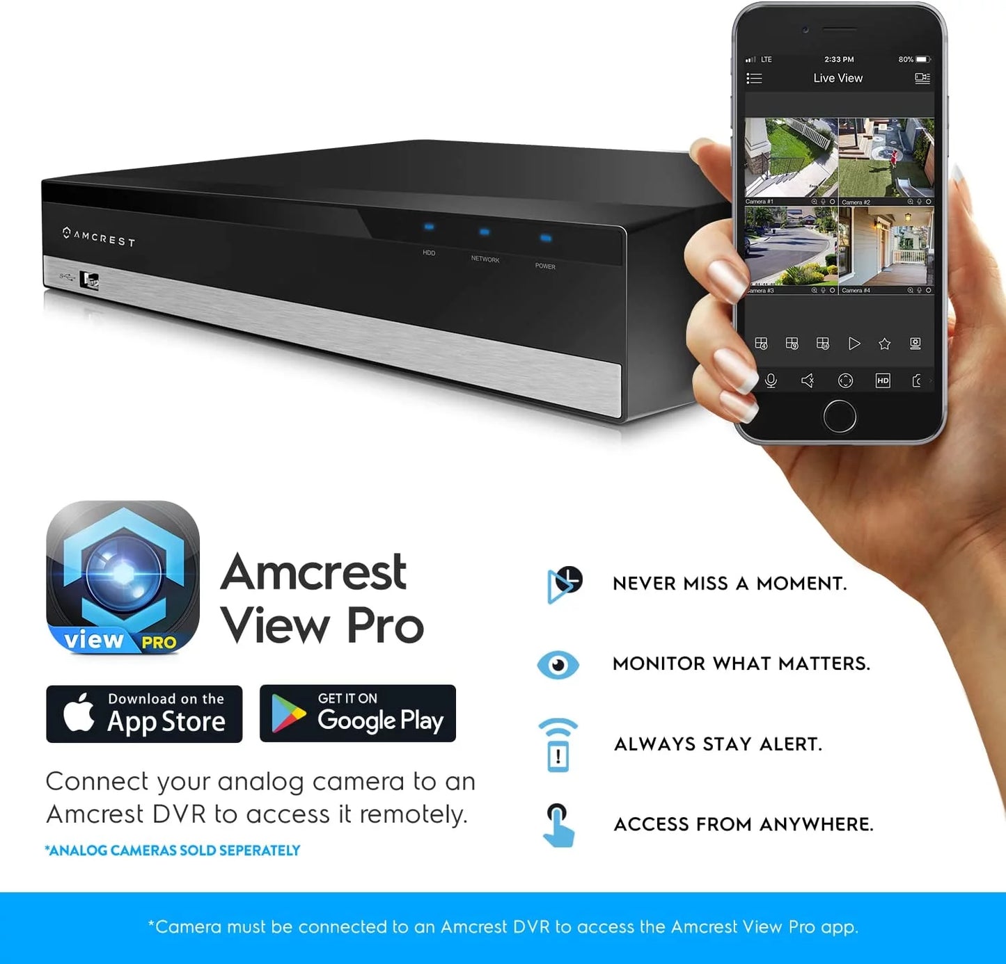 Amcrest 4K 8 Channel AI DVR Security Camera System Recorder, DVR for Analog Security Cameras & Amcrest IP Cameras, AI Smart DVR, Face Recognition, Human & Vehicle Detection AI (AMDV5108-I3)