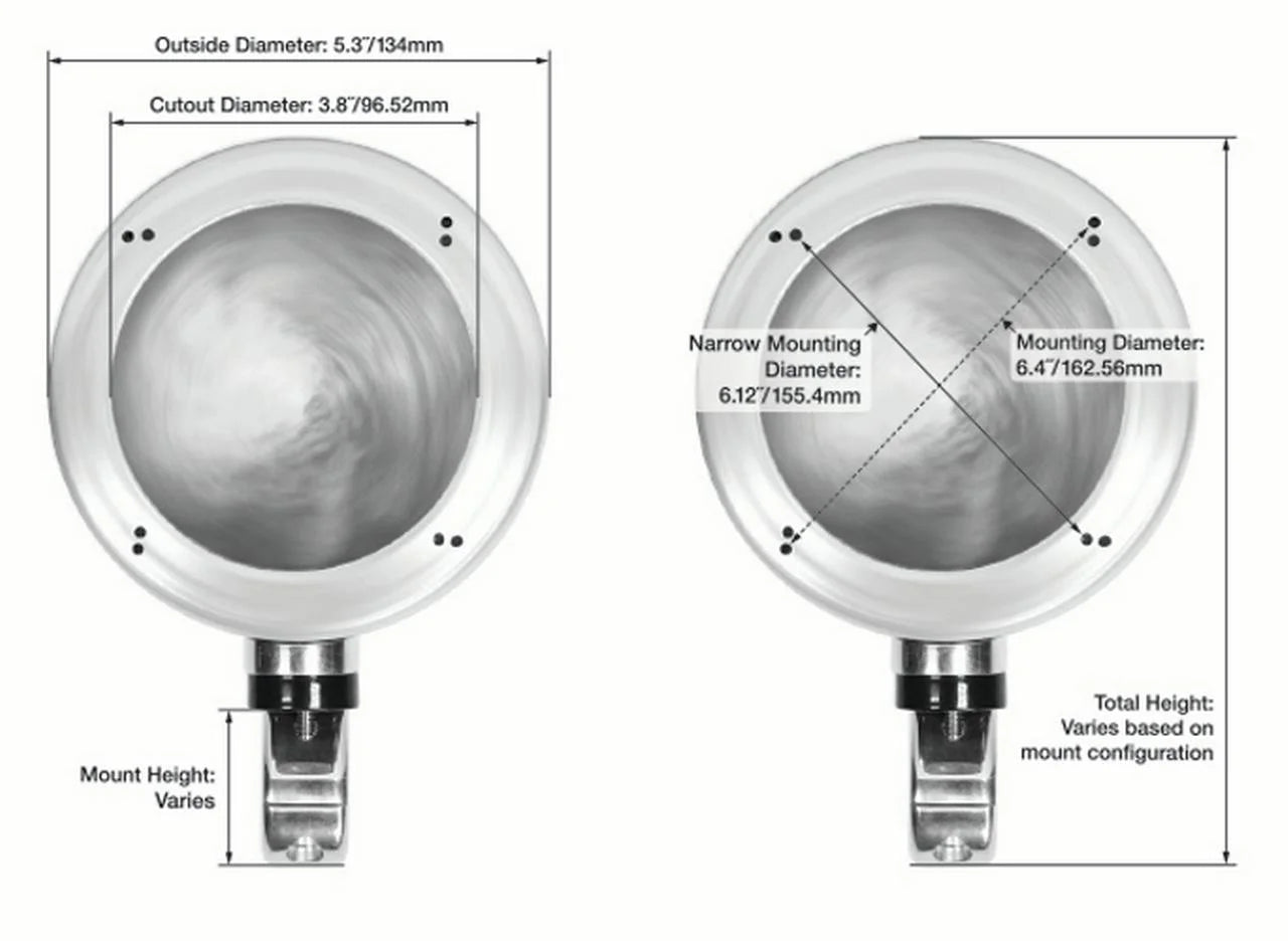 (2) Rockville MAC40B 4" Chrome Swivel Aluminum Motorcycle Handlebar Speaker Pods