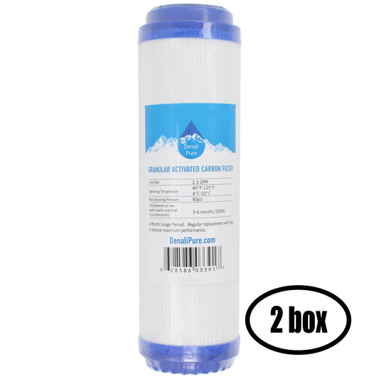 2 Boxes of Replacement for H2O Distributors H2O-RUS-200 Granular Activated Carbon Filter - Universal 10-inch Cartridge for H2O Distributors H2O RUS-200 Twin Under Sink Filter - Denali Pure Brand