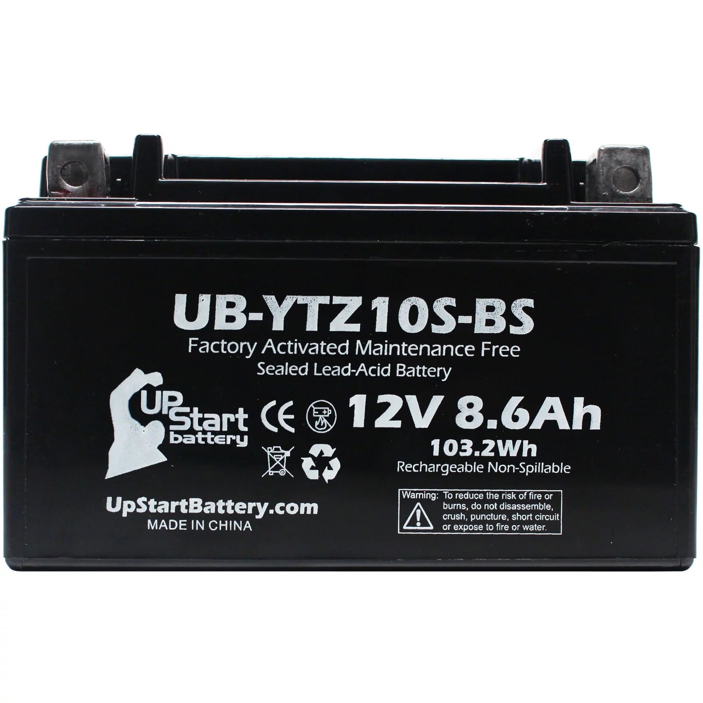 2-Pack UpStart Battery Replacement 2005 Yamaha YZF-R1 1000CC Factory Activated, Maintenance Free, Motorcycle Battery - 12V, 8.6Ah, UB-YTZ10S-BS