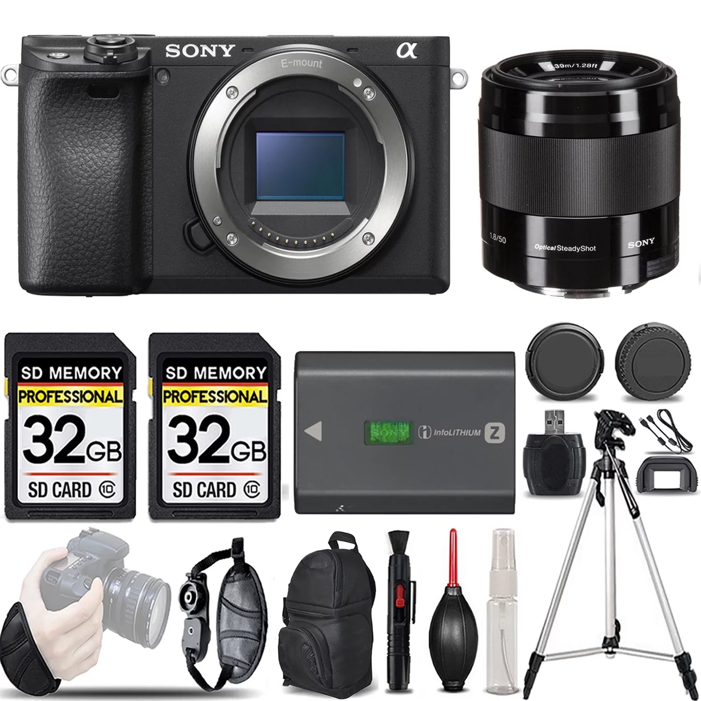 a6400 Mirrorless Camera +50mm f/1.8 OSS Lens (Black) -LOADED KIT