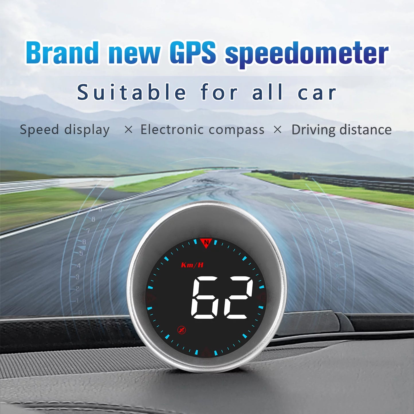 Aibecy Car Car Head-up Display Digital Speedometer Display Driving Mileage, Compass Angle, Overspeed and Fatigue Driving