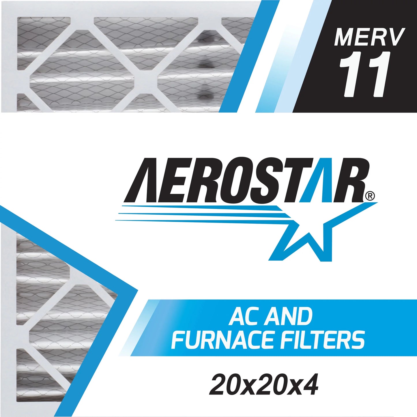 Aerostar 20x20x4 MERV 11, Pleated Air Filter, 20 x 20 x 4, Box of 1, Made in the USA