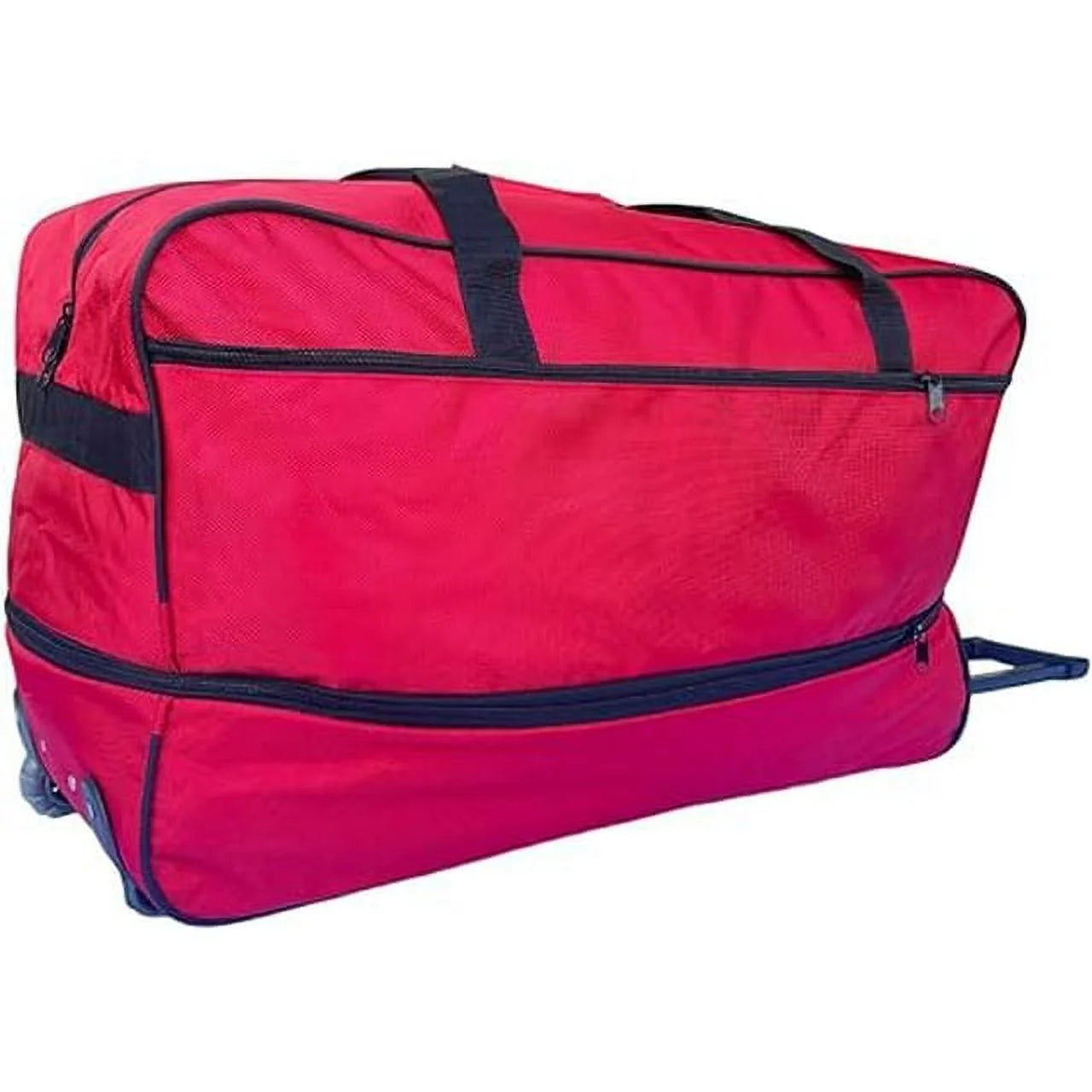 28" Heavy Duty Iron Bar Duffle Bag - Collapsible Travel Bag with Multi-Pocket System, Wheels - Red