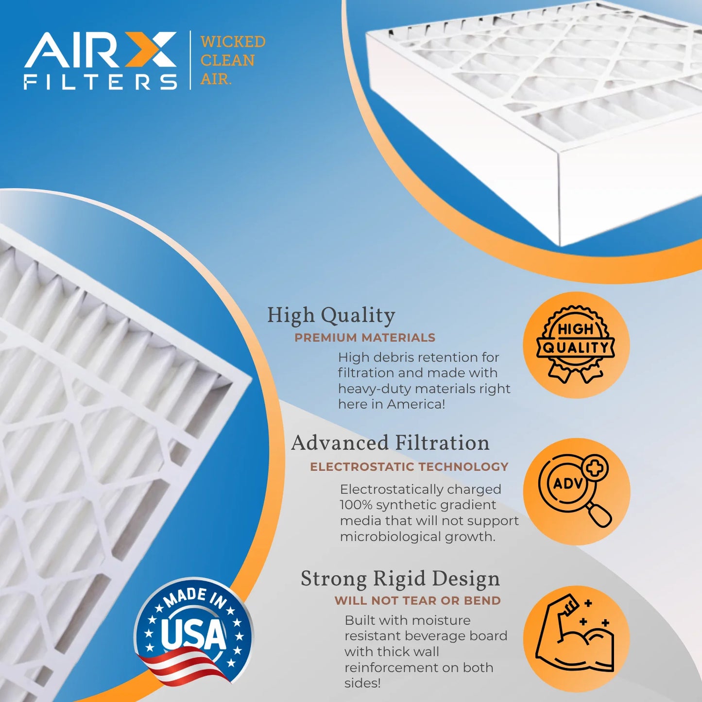 16x25x3 Air Filter MERV 11 Comparable to MPR 1000, MPR 1200 & FPR 7 Compatible with Lennox X0581 Air Filter 3 Pack16x25x3 by AIRX FILTERS WICKED CLEAN AIR.