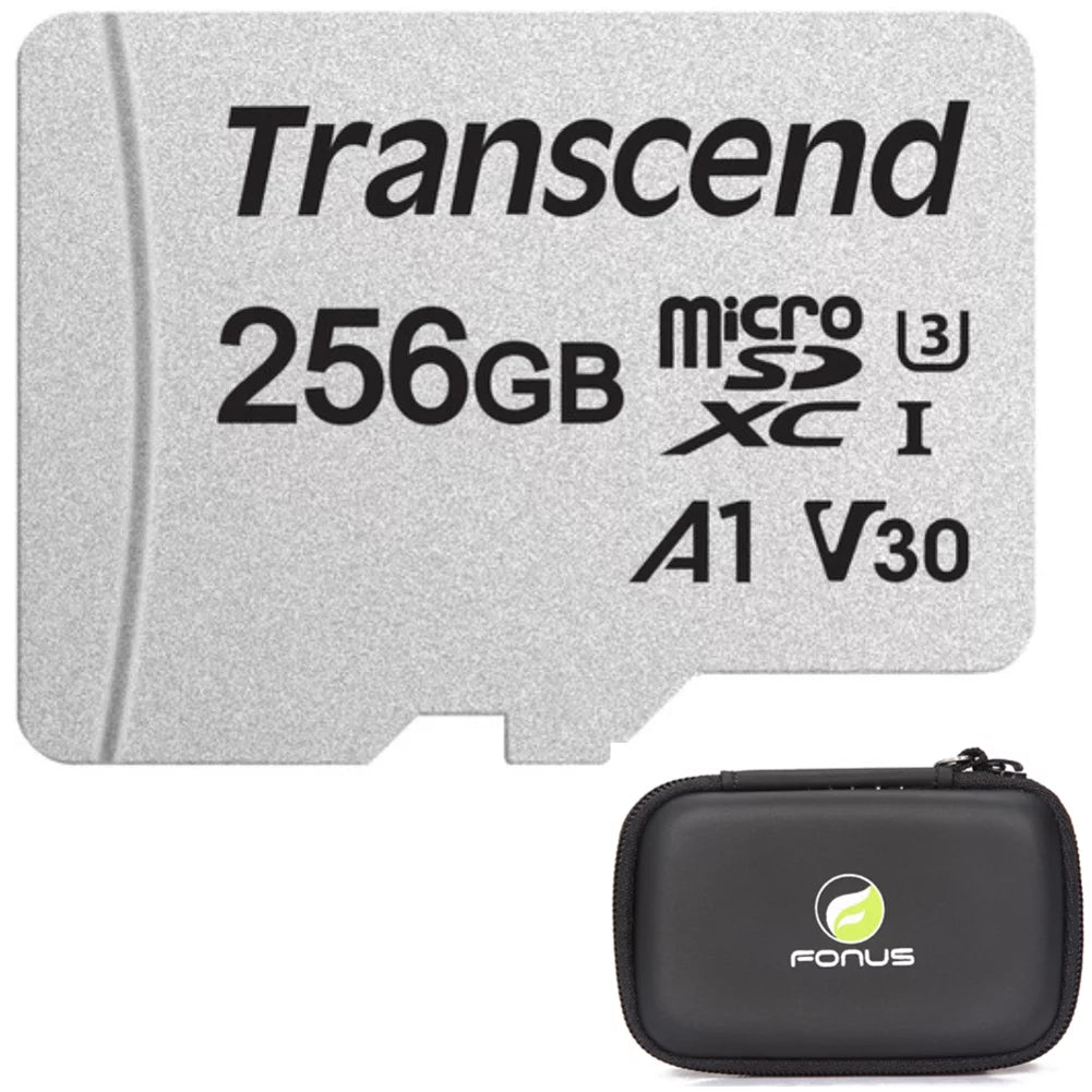 256GB Memory Card with Zipper Case (Not a phone case) - Transcend High Speed MicroSD Class A1 U3 MicroSDXC Compatible for Galaxy S10 5G,Note 9,8,4,3,2,10,Plus,Tab A 8.0 (2019),J7 - P5K