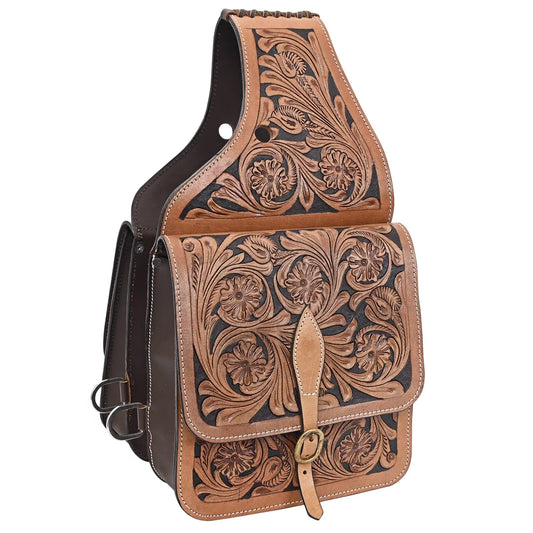 44KK Comfytack Floral Western Horse Leather Saddle Bag Heavyduty Traditional Trail Ride