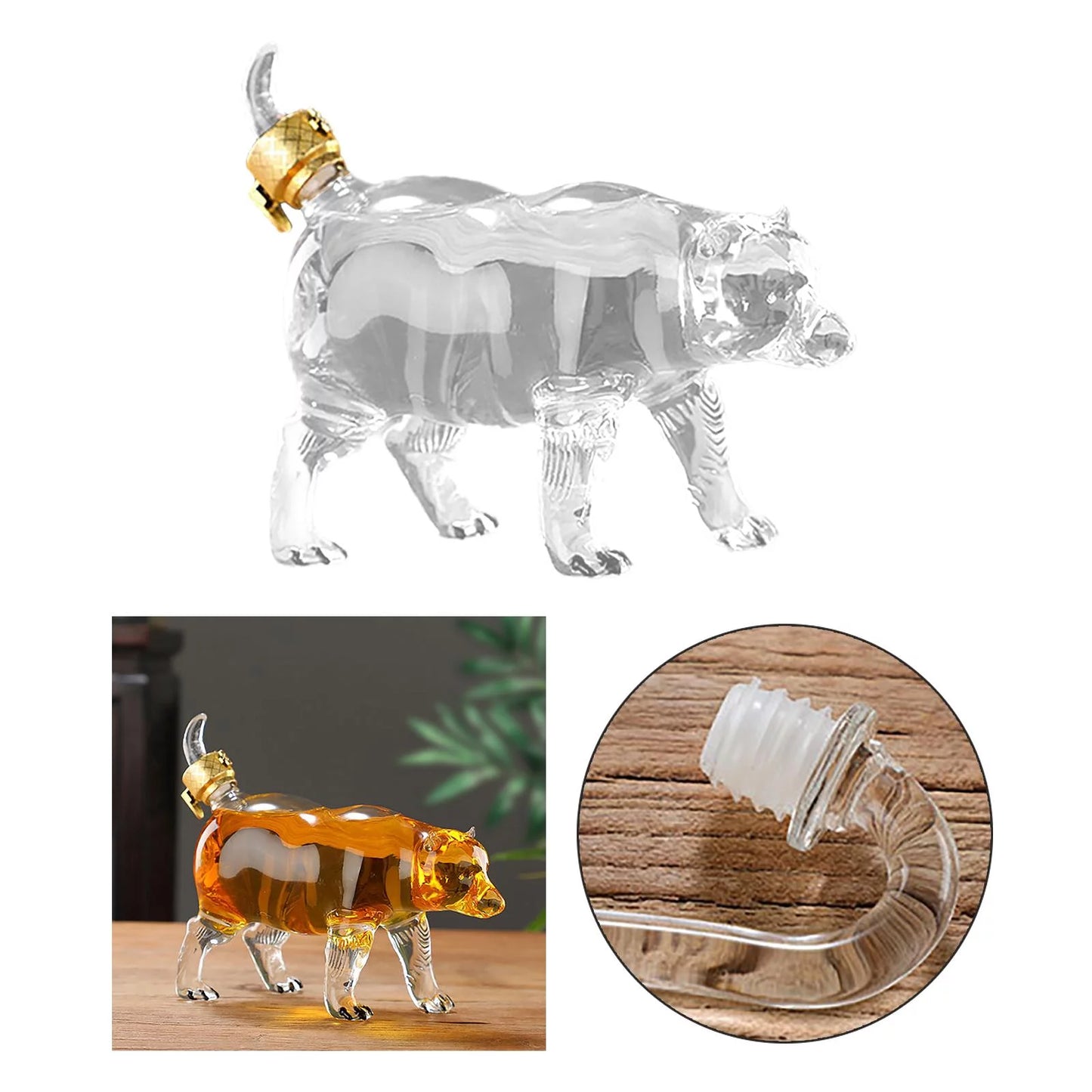 2x Animal Shape Decanter Novelty Decoration