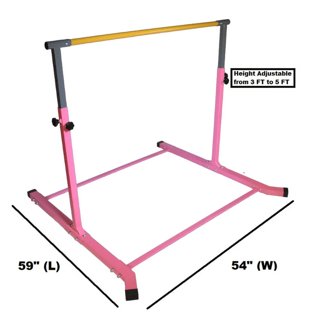 5-Star TD Pink Gymnastic Kip Bar, Adjustable 3-5FT, Kids Junior Training, Heavy-Duty, Curved Legs, Home Gym Equipment