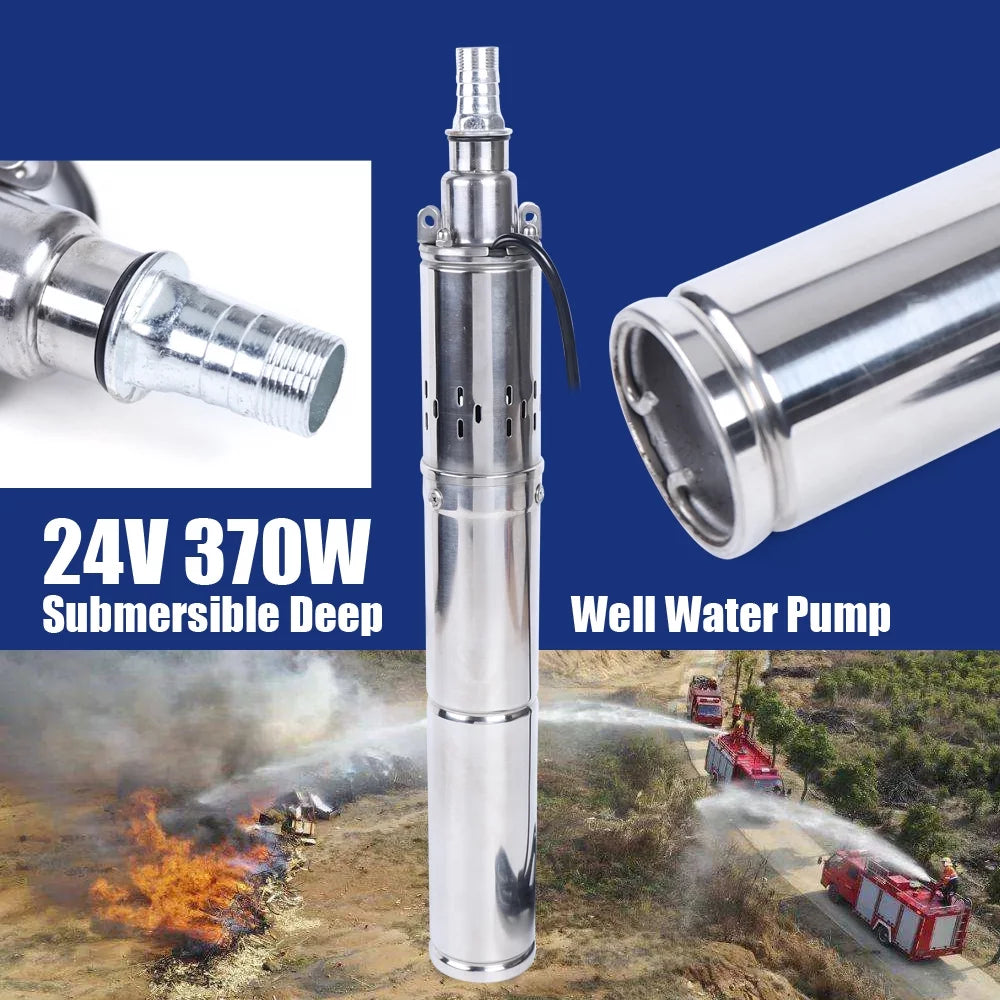 24V 370W Solar Fluid Pump Deep Well Solar Submersible Pump Head Stainless Screw Pump for Pond Farm Irrigation