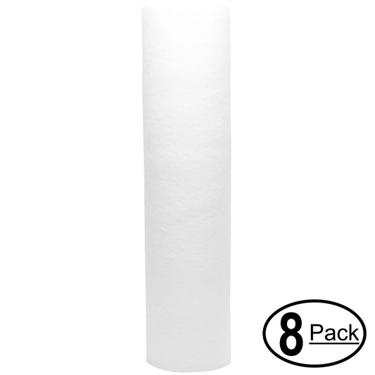 8-Pack Replacement for H2O Distributors H2O-UCF-02 Polypropylene Sediment Filter - Universal 10-inch 5-Micron Cartridge for H2O Distributors H2O-UCF-02 Dual Stage Under Sink System - Denali Pure Brand