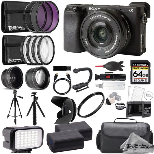 Alpha a6400 Mirrorless Digital Camera with 16-50mm Lens + 64GB + Extra Battery+ 9 PC Filter- ULTIMATE Kit