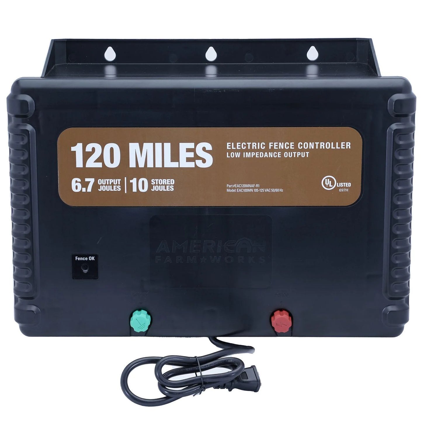 American FarmWorks 6.7 Joule 120-Mile AC-Powered Low Impedance Electric Fence Charger