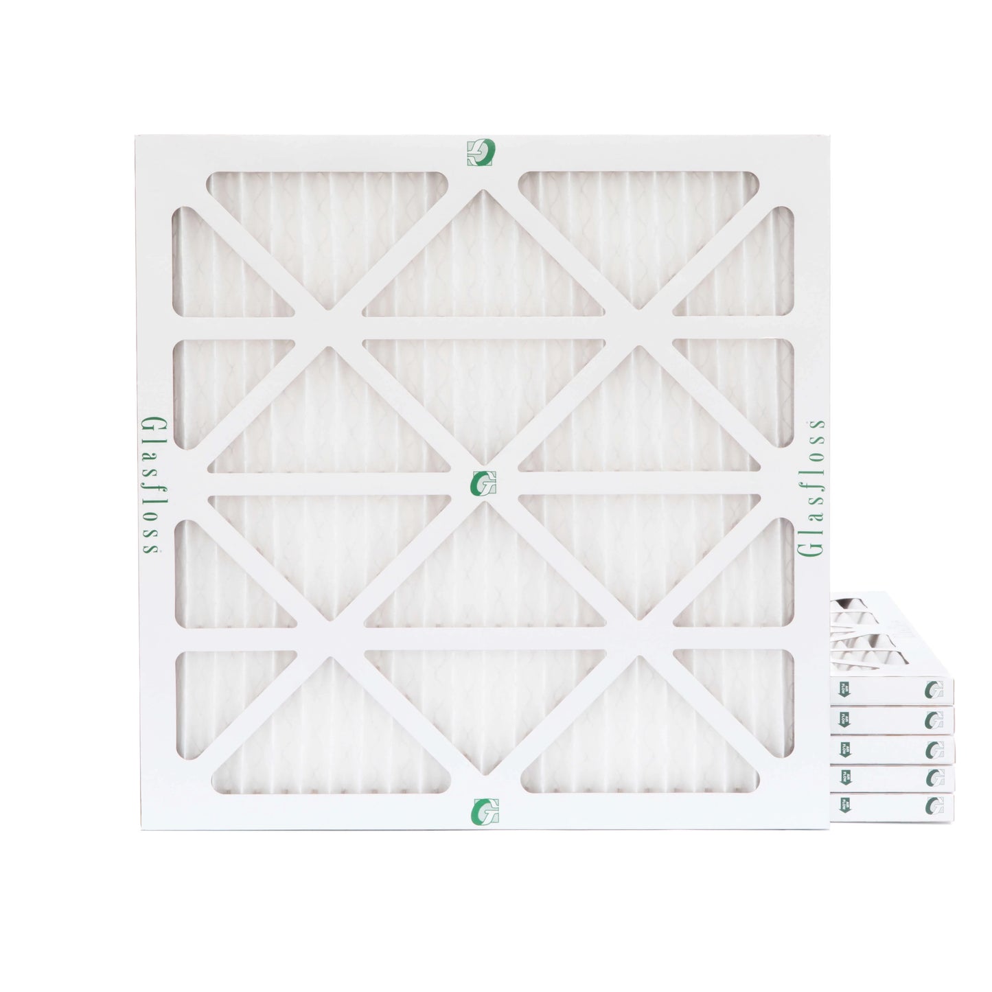 6 Pack of 24x24x1 MERV 10 Pleated Air Filters by Glasfloss. Actual Size: 23-3/8 x 23-3/8 x 7/8